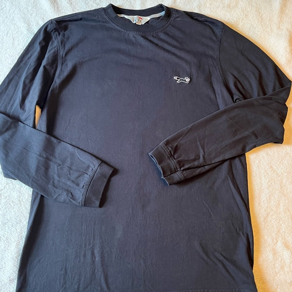 Retro Fox Men's Long Sleeve Crewneck Shirt - Black with White Fox Logo